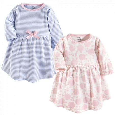 UPC: 0660168663730 | Touched by Nature Baby and Toddler Girl Organic Cotton Long-Sleeve Dresses 2pk Floral Shadow 9-12 Months