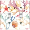 thumbnail image 1 of Metal Light Switch Wall Plate Outlet Cover (Colorful Ocean Sea Coral Reef Shell Clam White - Double Toggle), 1 of 2