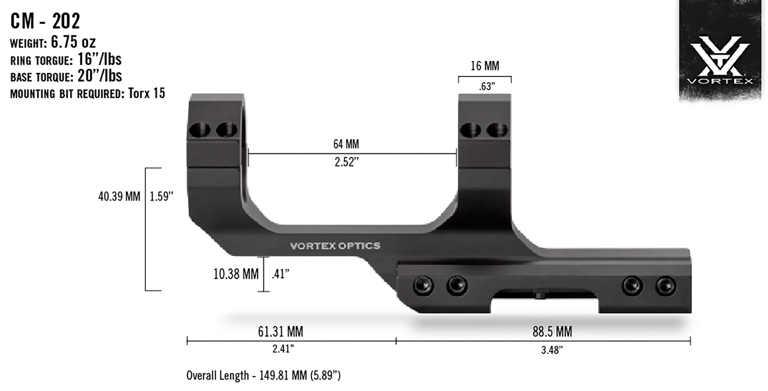 トイガン Vortex Sport Cantilever Mount CM-203 Vortex Optics CM-203 Sport Cantilever 30mm Mount with 3-inch