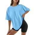 thumbnail image 5 of Gvdentm Women's Plus Size T Shirts Oversized Tees Summer Short Sleeve Crew Neck Loose Tunic Tops(Sky Blue,XL), 5 of 7