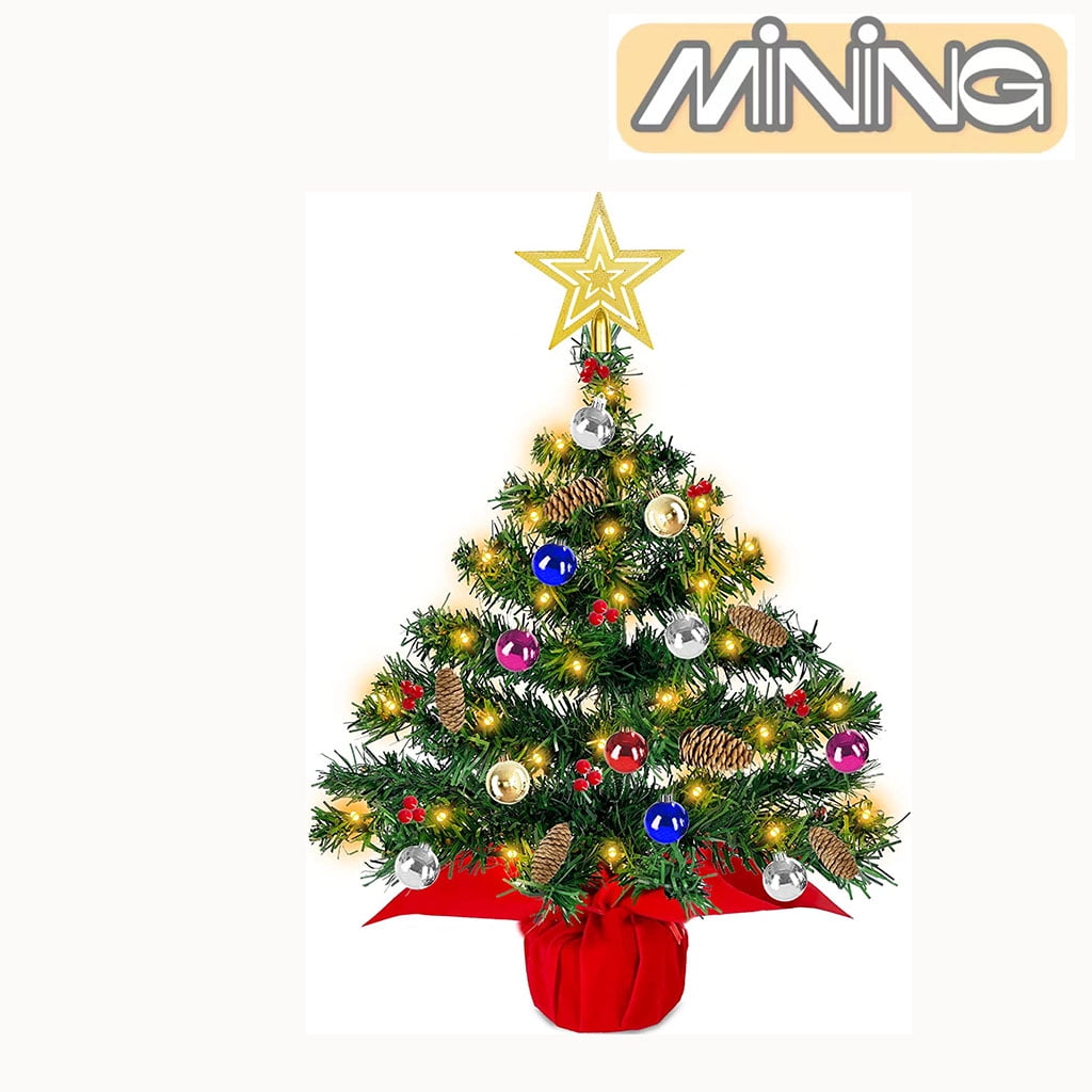 Tabletop Prelit Christmas Tree, Artificial Mini Small Xmas Pine Tree