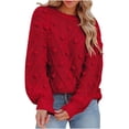 thumbnail image 2 of Joau Womens Casual Crochet Chunky Cable Knit Sweaters Long Sleeve Crewneck Lightweight Sweater Fall Winter Warm Loose Pullover Jumper Tops, 2 of 9