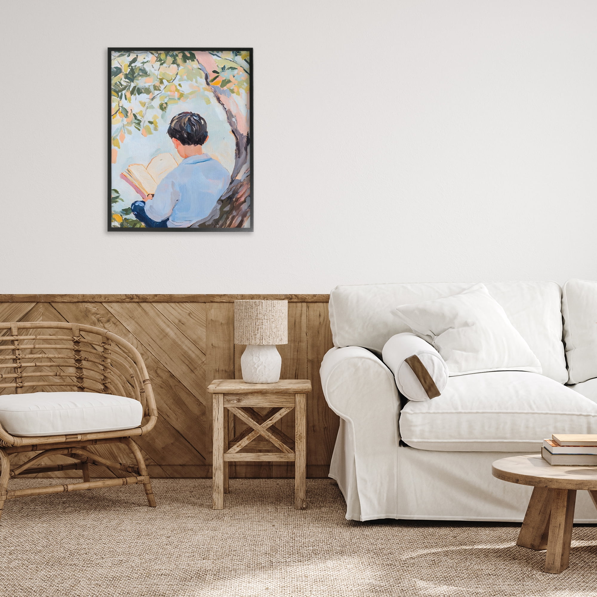 Stupell Industries Boy Reading in Nature Black Framed Giclee Art, design by The Prints Vibe