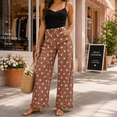 thumbnail image 6 of Aezemi Women Ruffle Jean Pants Dots Printed Button Elastic Waist Fashion Barrel Curved Leg Trendy Jeans Summer Spring Outdoor Streetwear Ruched Hem Trousers with Pockets L, 6 of 9