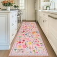 thumbnail image 2 of Wondo Anti-Skid Floral Runner Rug 2'x6' with Rubber Backing - Machine Washable Carpet Runner for Hallways, Kitchen, Bedroom, Bathroom & Laundry Room (Pink), 2 of 8