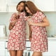thumbnail image 4 of Fotbe Beige Flowers Bata de Dormir para Mujer con Estampado, Camisón de Algodón de Manga Corta, Ropa de Dormir Casual, 4 of 6