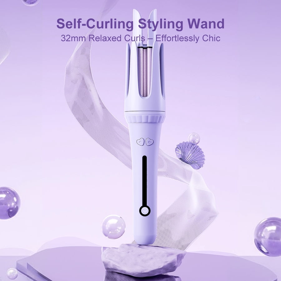 YA YATECH 32mm Automatic Rotating Curling Iron, Ceramic Anti-Scald Hair Curler with Adjustable Temp, Auto shut off for Loose Waves