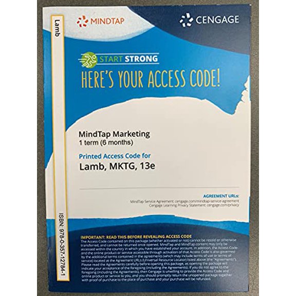Pre-Owned MindTap Marketing 1 term (6 months) MKTG, 13e Access Code, 9780357127841, 0357127846, Paperback,