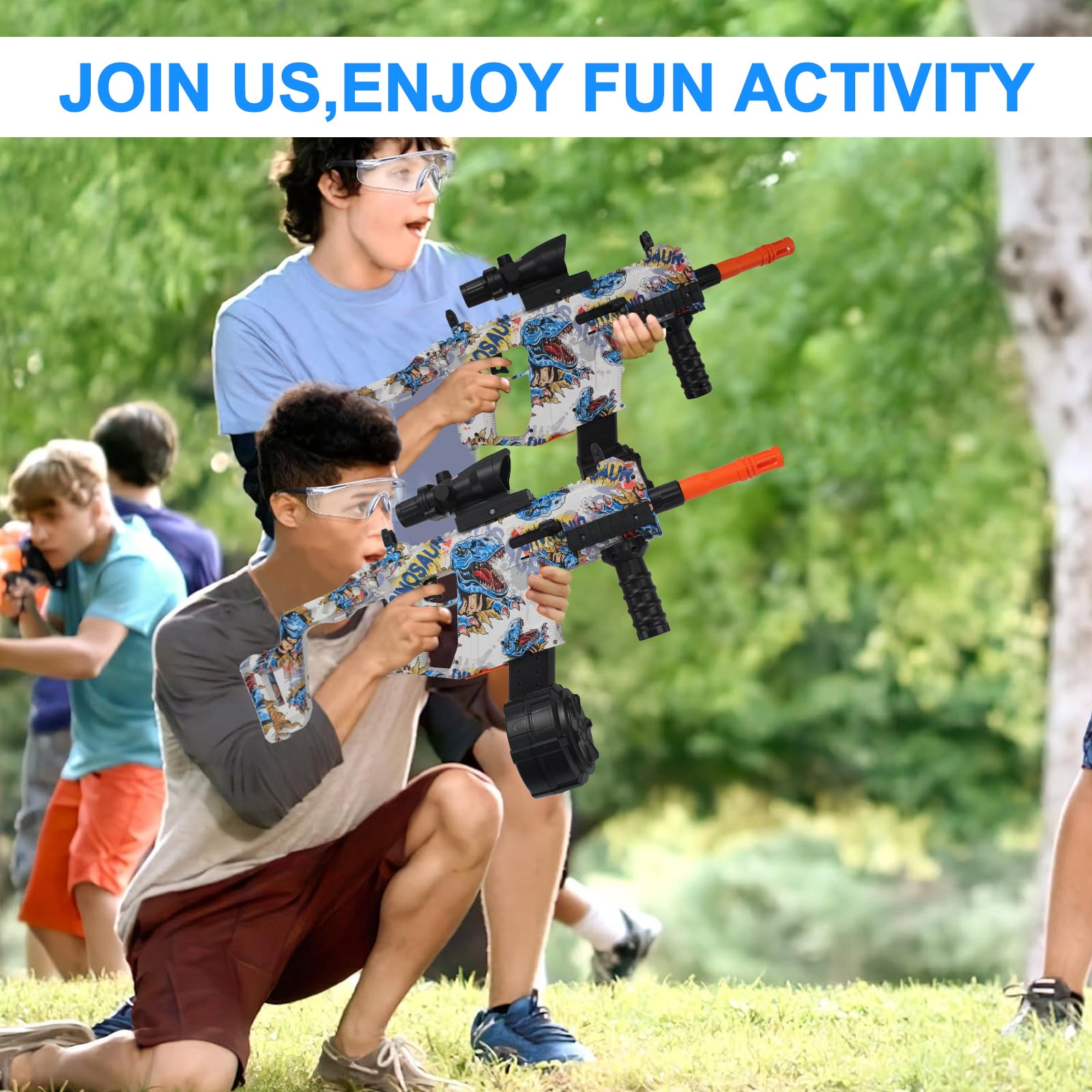 Gel Ball Blaster – Semi & Full Auto Splatter Blaster with Sight, Goggles, 600 Rounds/Min, 100FT Range for 14+ Years Old