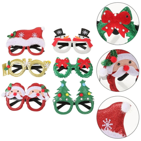 GOOHOCHY  6 Pcs Decorations Christmas Eyeglass Frame Glasses Frames Has Child