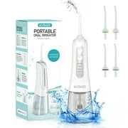 KUSKER Cordless Water Flosser, Portable Dental Oral Irrigator, 30 Days Use with 4 Modes, 4 Jet Tips