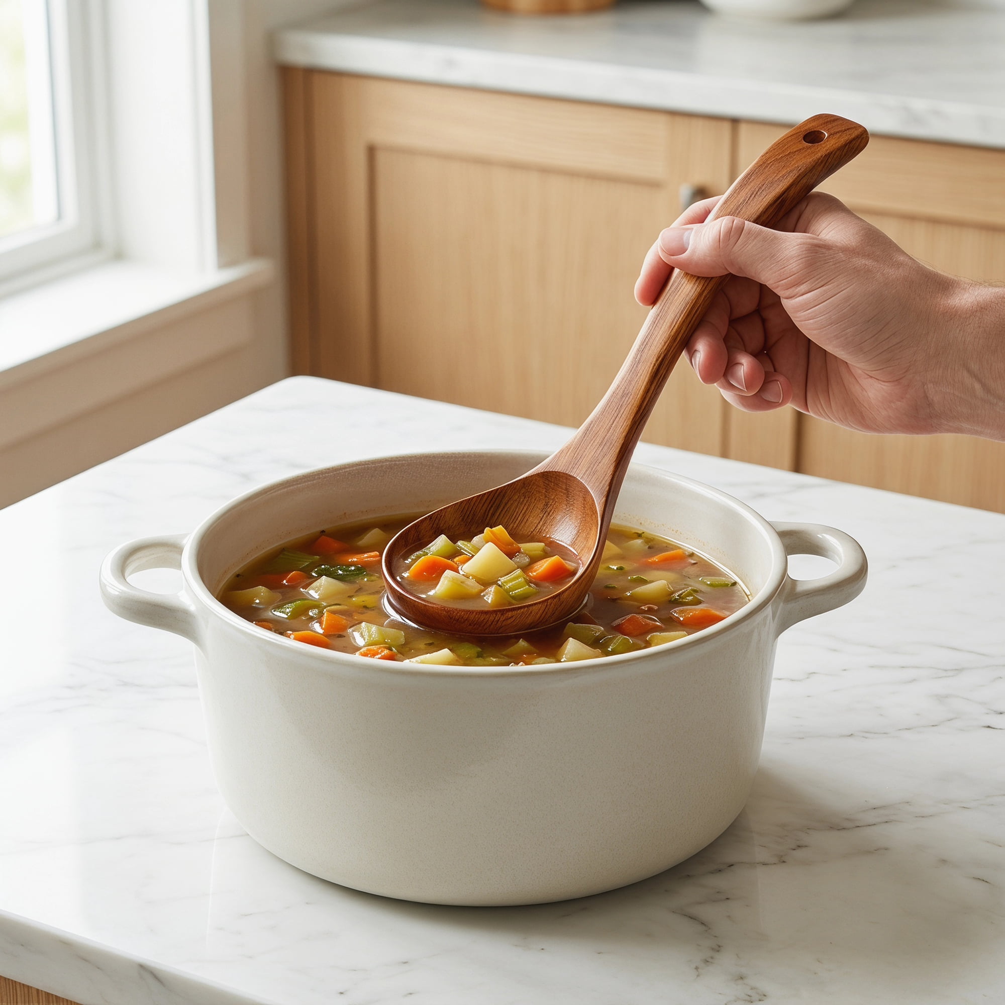 Unique Bargains Wood Non Stick Cookware, Heat Resistant Kitchen Soup Spoon B 10.6"x3.3"