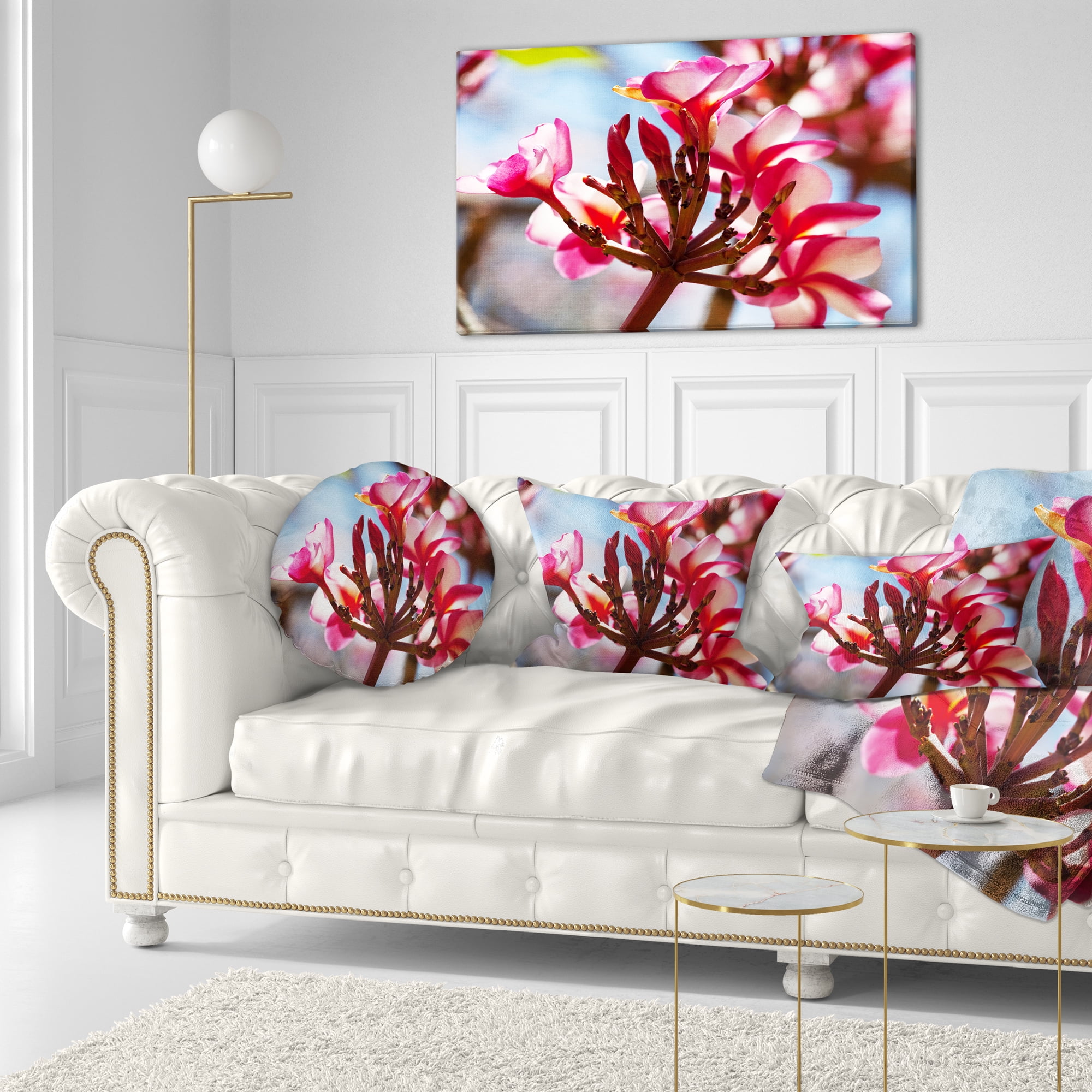 Designart Bunch of Beautiful Tropical Flowers - Floral Throw Pillow - 12x20