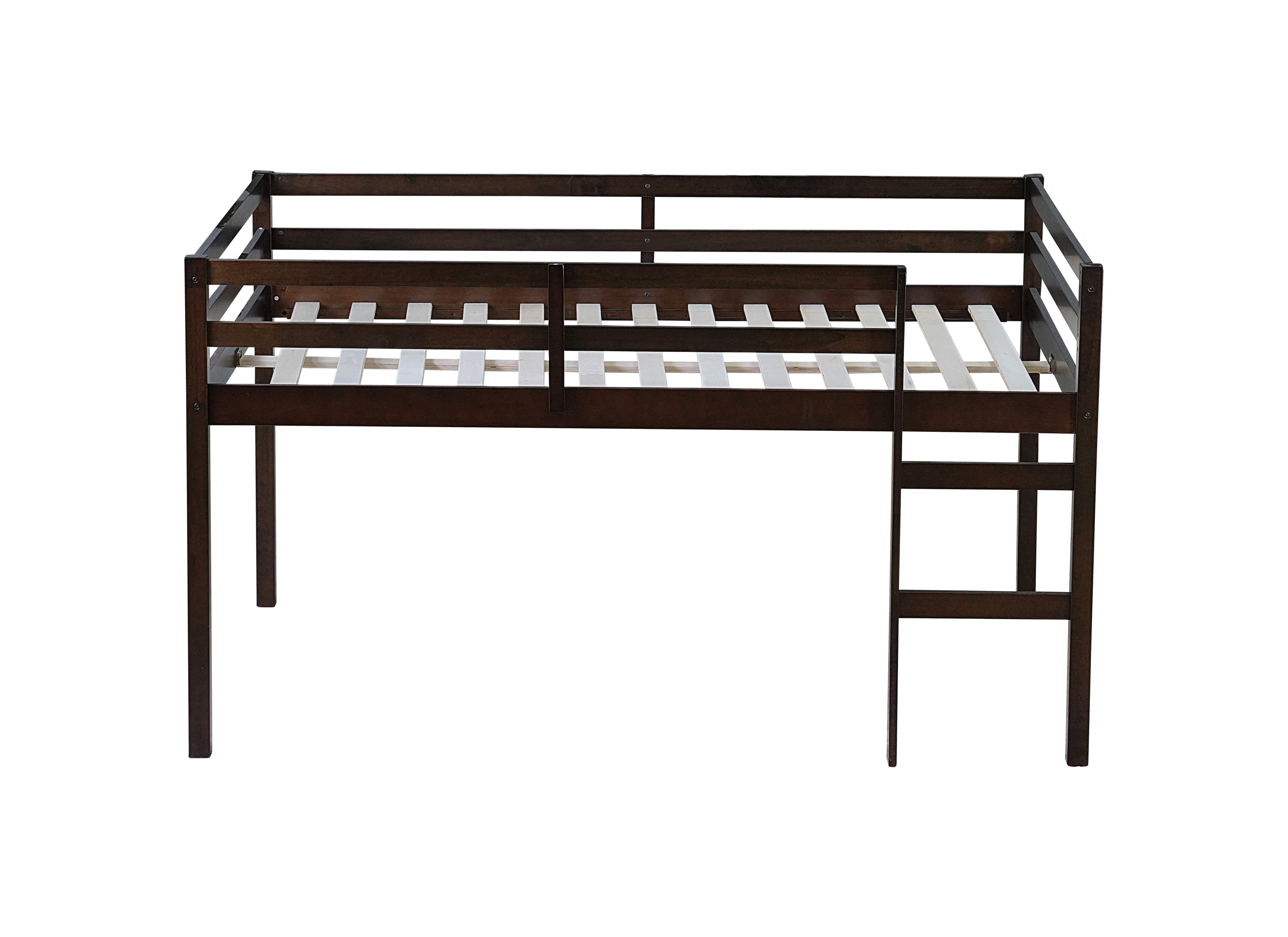 Sailvan Full Rubber Wood Loft Bed with Ladder