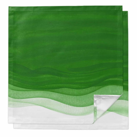 Cloth Napkins Set of 2 - 20x20 Inches, Ombre Green Waves Washable Reusable Table Napkins, Abstract Art Gradient Modern Soft & Absortbent Dining Napkin for Party Wedding Hotel Restaurant