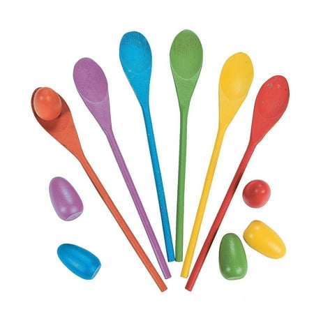 Outdoor Children Games Egg Relay Game Set - Includes 6 Wooden Spoons 12