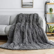 Uttermara Weighted Blanket 20lbs for Adults, Super Soft Plush Fleece and Sherpa Blanket, Shaggy Long Fur Throw Blankets, 60"x80" Gray