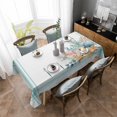 thumbnail image 4 of Aqua Coastal Rectangle Tablecloth, Nautical Seashells Coral Leaves Stripes Waterproof & StainResistant Tablecloth, Washable Oil-proof Table Cover for Dining/Party/Wedding/Camping/Buffet 52x70 In, 4 of 9