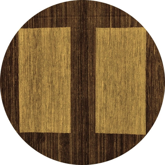 Ahgly Company Indoor Round Abstract Brown Modern Area Rugs, 4' Round