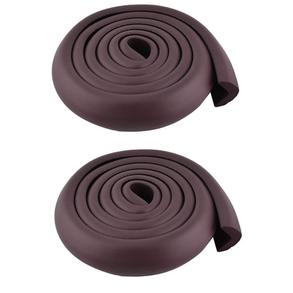 Unique Bargains Flat Dresser Foam Rubber Safety Corner Edge Protector Cushion Dark Brown 2 Pcs