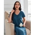 thumbnail image 2 of Oudiya 3 Pack Long Nightgowns for Women House Dress Short Sleeve Plus Size V Neck Nightshirt, M-5XL, 2 of 8