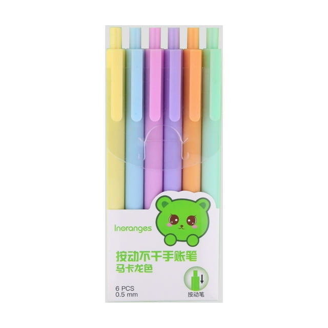 TFixol6 Ensemble de Stylos à Encre Colorée Rétractables Stylos à Dessin Pointe en Fibre Fine 0,5mm Séchage Rapide pour Journal Écriture Prise de Notes Coloriage Fournitures de Papeterie École Bureau Maison