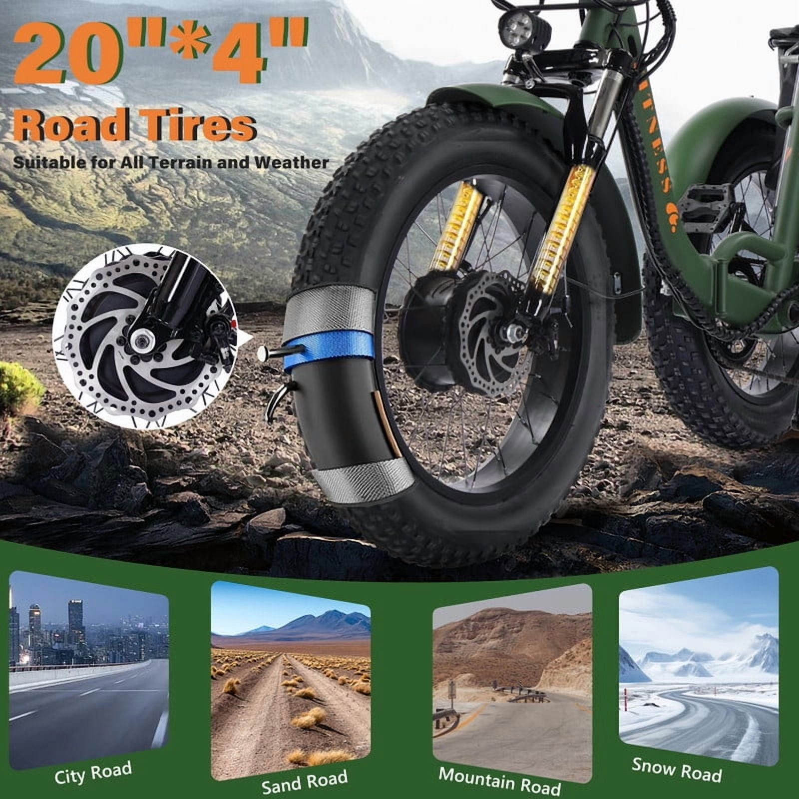 Broobey Electric Tricycle for Adults Folding ETrike E-Tricycle 3 Wheel Electric Trike w/ Two Baskets 48V15AH Lithium Battery Peak 1000W Motor 20*4" Fat Tire Green UL2849 by SGS