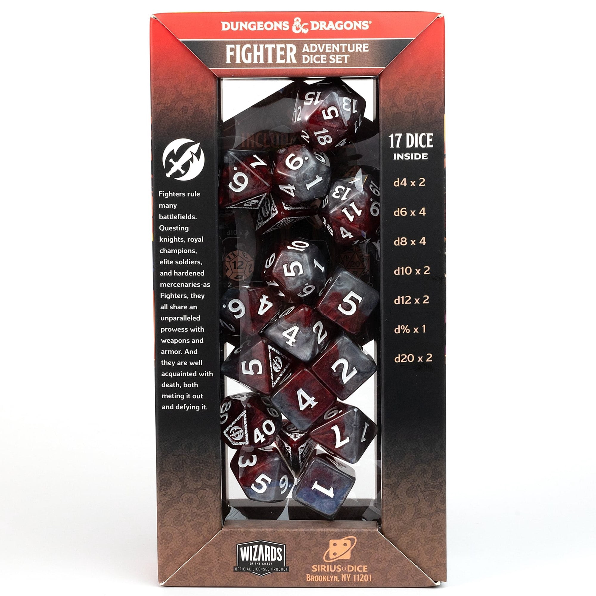 Dungeons & Dragons: D&D Adventure Dice: Fighter - Red - 17pc RPG