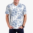 thumbnail image 1 of Fotbe Rose Flowers Pattern Men’s Golf Polo Shirt – Breathable Performance Golf Shirt with Button-Down Collar-Small, 1 of 6