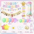 thumbnail image 2 of 1st Birthday Decorations for Girls, First Birthday Party Decorations with Month Photo Banner, 1 Foil Balloon, Cake Topper, Rainbow Happy Birthday Triangle Banner, 2 of 8