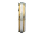 thumbnail image 3 of MJ Metals Jewelry Unisex White Tungsten Carbide Polished 2 Gold Stripes Wedding Band 6mm Ring Size 8, 3 of 6
