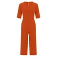 thumbnail image 6 of DianGeFu Jumpsuits for Women Dressy Short Sleeve Smocked High Waist Wide Leg Pants,Women's Summer Fashionable and Comfortable Solid Color Short Sleeved V-neck Jumpsuit,Orange,XL, 6 of 6