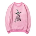thumbnail image 4 of Arlun Yes I Can Drive A Stick Sweatshirts For Women Halloween Witch Printed Pullover Sweatshirts Plus Size Crew Neck Long Sleeve Loose Comfy Hoodless Tops Pink XL, 4 of 4