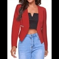 thumbnail image 3 of Blazer Corto para Mujer, Chaqueta Informal/de Trabajo de Larga con Abertura Frontal y Bolsillos Rojo 4XL, 3 of 8