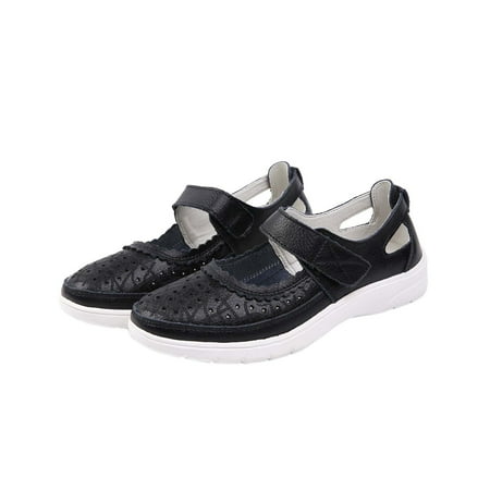 asdoklhq Flat Shoes for Women Summer Ladies Sandals Hollow Hole Women s Breathable Nurse Casual Shoes Black 35