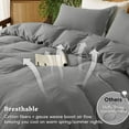 thumbnail image 3 of 100% Cotton Muslin Duvet Cover Set Twin Size,2 Pcs Ultra Soft Breathable & Lightweight Gauze Bedding Set with 1 Pillowcase,Textured Home Decor with Button, 68"×90" Dark Grey,No Insert, 3 of 14