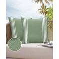 thumbnail image 6 of Pack of 2 Outdoor Pillow Covers, Sage Dark Green White Striped Waterproof Square Throw Pillowcase Cushion Decorative Pillow Covers for Couch Patio Tent, 24x24 in, 6 of 6