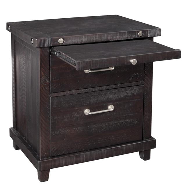 Benjara BM209528 Wooden Nightstand with 2 Drawer Storage & Pull Out