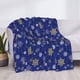 thumbnail image 3 of Balery Golden Snowflakes Royal Blue Manta de Franela con Dibujo, Lujo Ultra Suave y Cálido, Antipelusa y Resistente a las Arrugas para Cama, Sofá, Camping -50"x40", 3 of 6
