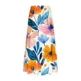 thumbnail image 4 of Yievot Womens Midi Skirt Summer Flowy Pleated Skirts Floral Print Drawstring Elastic Waist A Line Skirts, 4 of 5