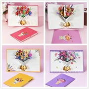 3d Pop-up Greeting Cards Handmade Thanksgiving Birthday Mothers Day Floral Bouquet Cards