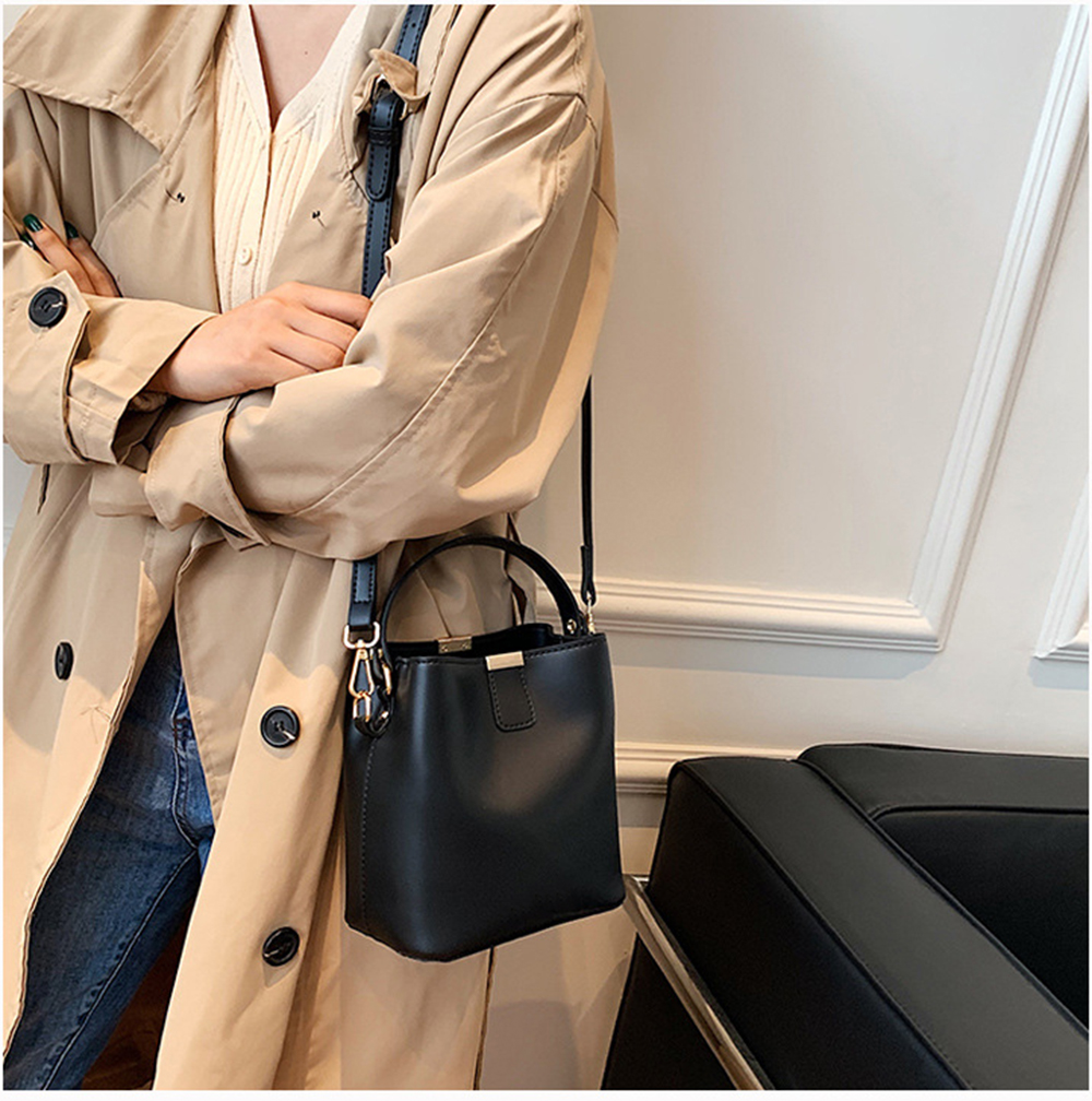 Leather Bucket Crossbody Bag for Women Medium Hobo Purse Handbag Fashion Ladies Top Handle Tote Shoulder Bag