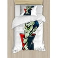 thumbnail image 1 of Halloween Duvet Cover Set Twin Size, Cartoon Style Spooky and Funny Vampire Character Count Dracula with Cape, Decorative 2 Piece Bedding Set with 1 Pillow Sham, White Multicolor, by Ambesonne, 1 of 3
