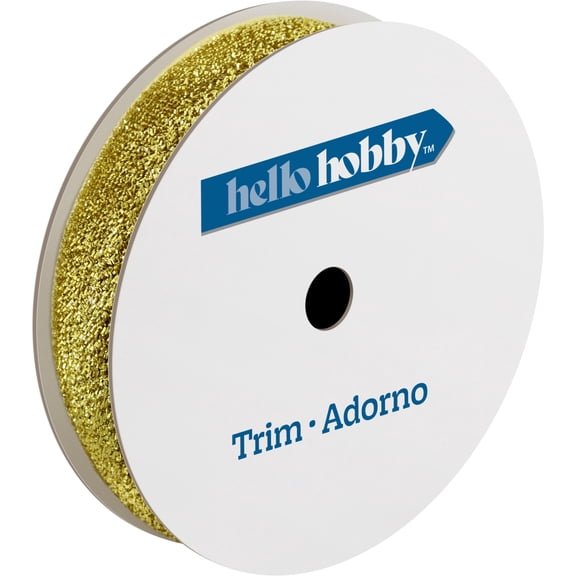 Hello Hobby Gold Velvet Glitter Sewing Trim, 5/8 in x 3 yd