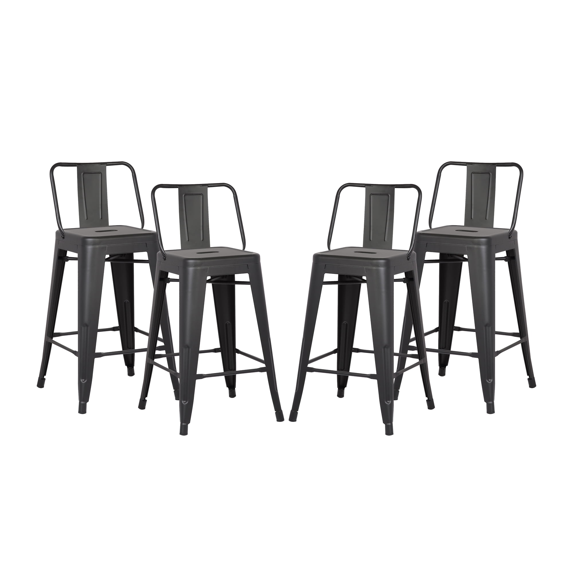 AsterOutdoor 24 Metal Barstool Country Rustic Style with Back  Kitchen Counter Bar Stool  Lightweight & Sturdy Build  Set of 4