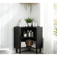 thumbnail image 5 of Modern Fluted Corner Cabinet with Sliding Doors, Small Wood Corner Storage for Small Space, Black, 5 of 8