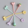 thumbnail image 6 of Hariumiu Kitchen 8/40 Pcs Fruit Fork Anti-slip Cartoon Random Color Strawberry Button Shaped Bento Stick for Kids, 6 of 10