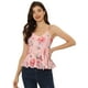 thumbnail image 1 of Cami floral sin mangas para mujer Tank Top con cuello en V y corbata en la cintura Peplum Blusa Rosa S, 1 of 5