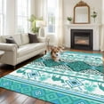 thumbnail image 2 of Turquoise Boho Area Rugs 5'x8', Washable Small Throw Rugs for Classroom Bedroom, Southwest Aztec Tropical Tree Animals Motifs Indoor Outdoor Rug Non-Slip Low Pile Carpet Runner Reversible Floor Mats, 2 of 8