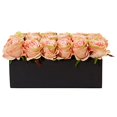 thumbnail image 1 of Nearly Natural Douzaine de Roses en Soie dans un Pot Rectangulaire, Pêche, 1 of 3